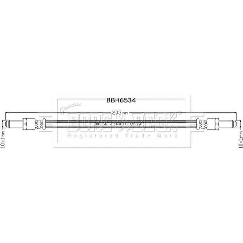 Borg & Beck Brake Hydraulic Hose Line Rear Left BBH6534