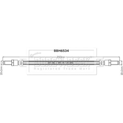 Borg & Beck Brake Hydraulic Hose Line Rear Left BBH6534