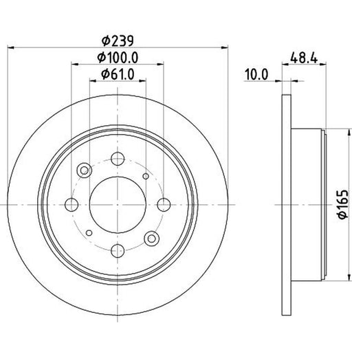 DON 2 x Solid Rear Brake Discs PCD14752