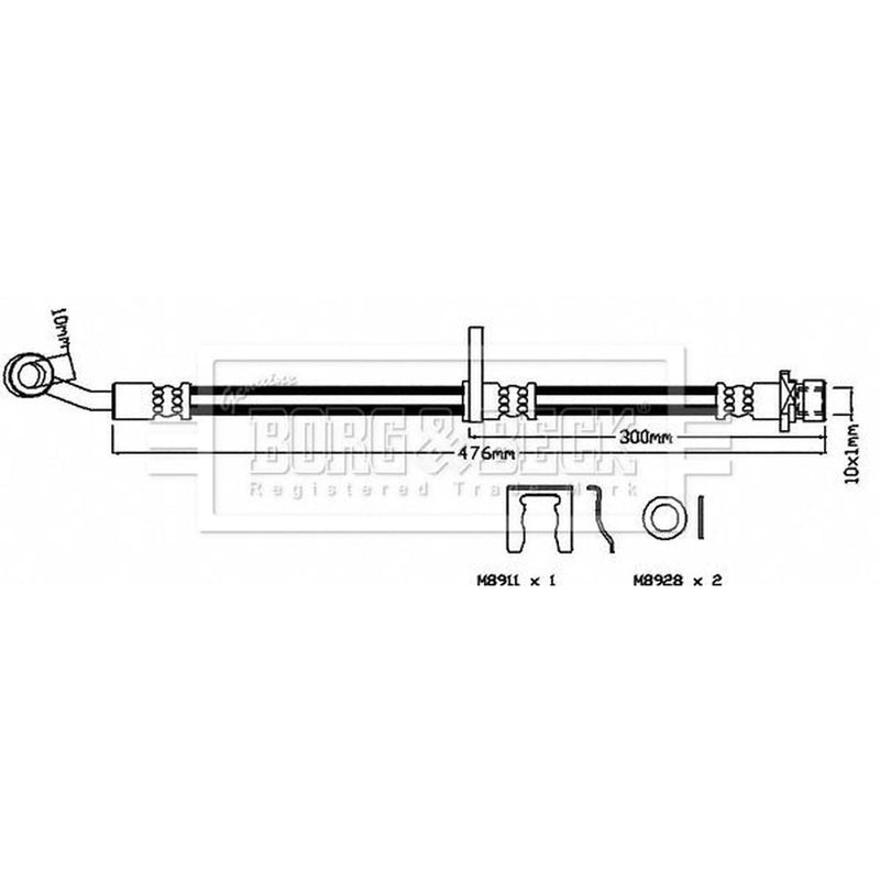 Borg & Beck Brake Hydraulic Hose Line Rear Left BBH8574