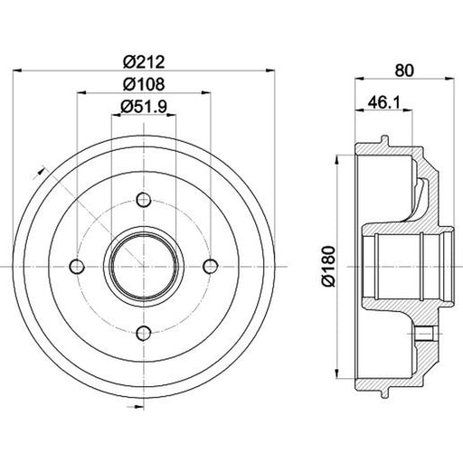 Mintex Brake Drum Assembly Rear MBD035