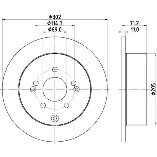 DON 2 x Solid Rear Brake Discs PCD13712