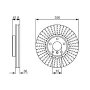 Bosch 2 x Vented Front Brake Discs 0 986 479 349