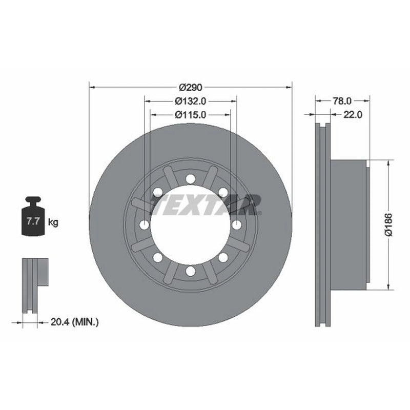 Textar 2 x Vented Rear Brake Discs 93117600