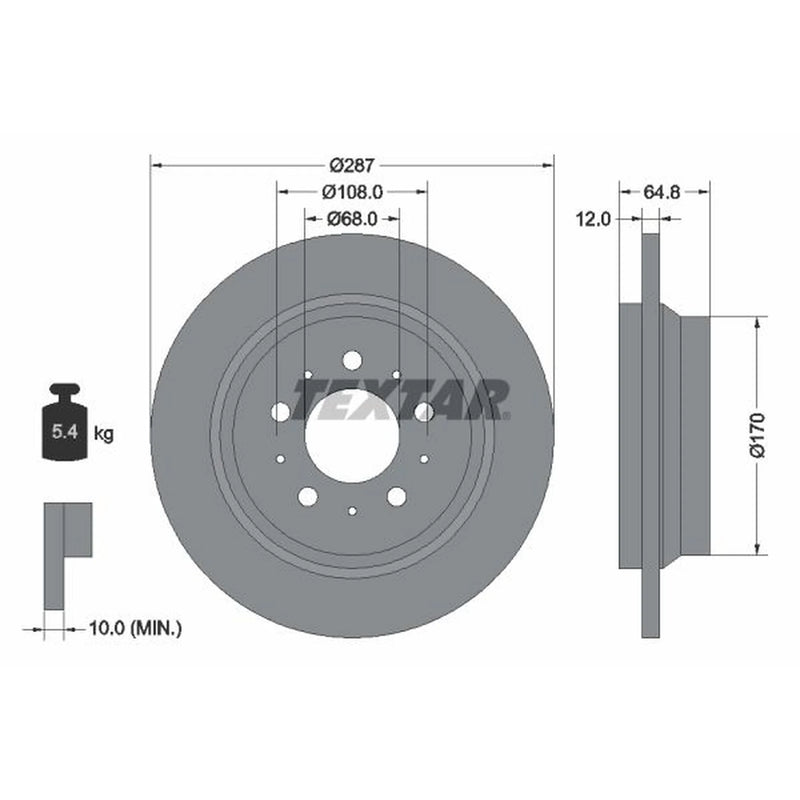 Textar 2 x Solid Rear Brake Discs 92100703