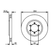 Bosch 2 x Vented Front Brake Discs 0 986 479 416