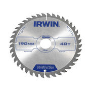 IRWIN® Construction Circular Saw Blade 190 x 30mm x 40T ATB - 1897200