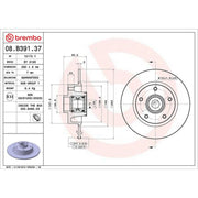 Brembo 2 x Solid Rear Brake Discs 08.B391.37