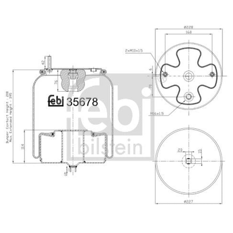 Febi Air Suspension Bellow 228mm Front Right 35678