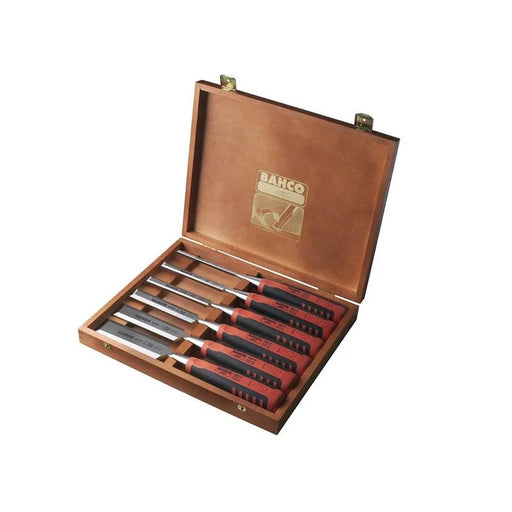 Bahco 424P-S6 Bevel Edge Chisel Set in Wooden Box, 6 Piece - 424P-S6-EUR