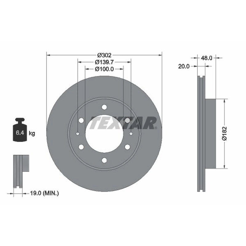 Textar 2 x Vented Front Brake Discs 92080400