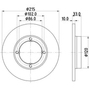 DON 2 x Solid Front Brake Discs PCD16572