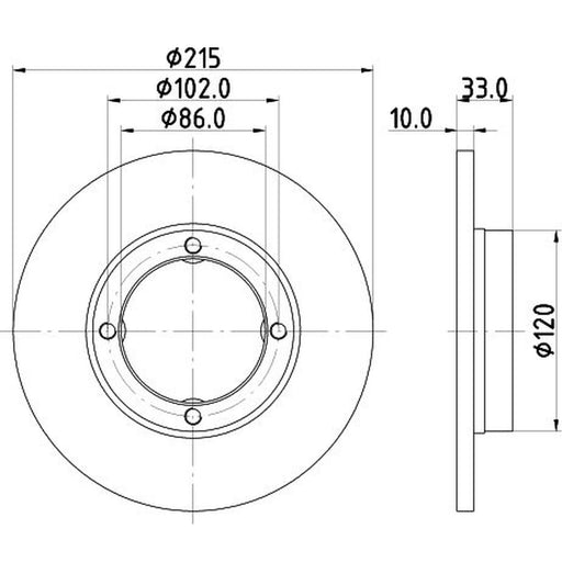 DON 2 x Solid Front Brake Discs PCD16572