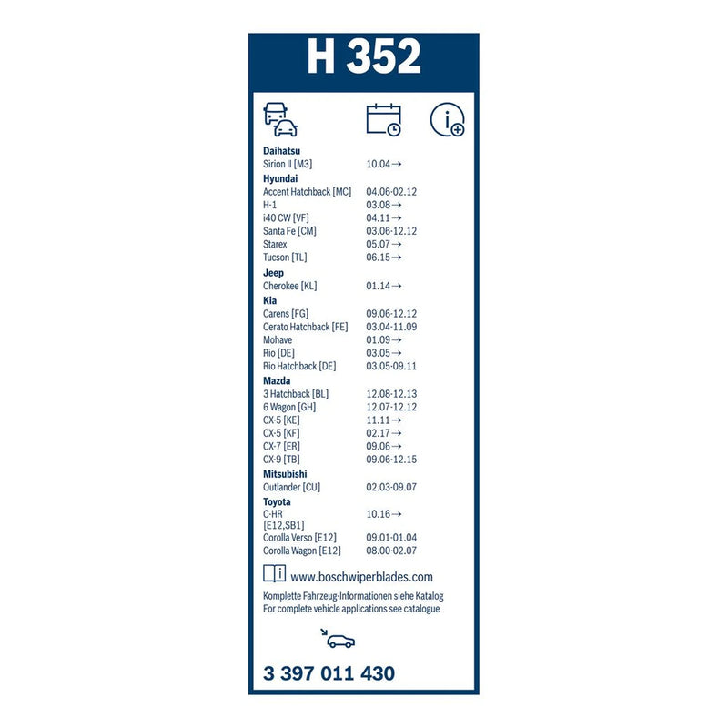 Bosch Conventional Wiper Blade 350mm — H352 OE 988202B000