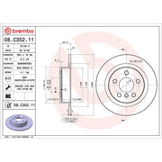 Brembo 2 x Solid Rear Brake Discs 08.C352.11