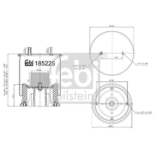Febi Air Suspension Bellow 286mm 185225