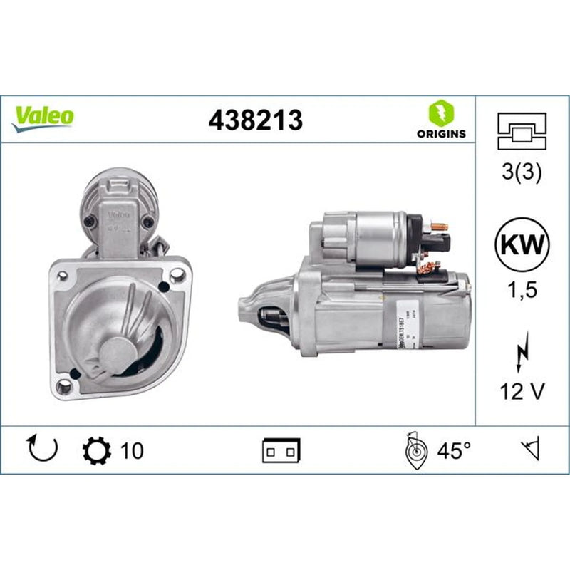 Valeo Starter Motor 12V 1.5kW 10 Teeth 438213