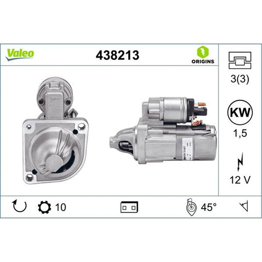 Valeo Starter Motor 12V 1.5kW 10 Teeth 438213
