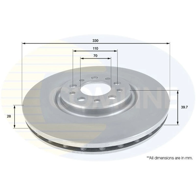 Comline 2 x Front Brake Discs ADC1827V