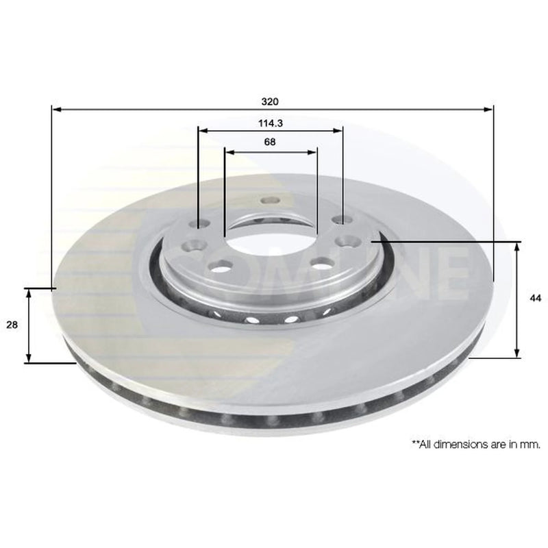 Comline 2 x Internally Vented Front Brake Discs ADC1582V