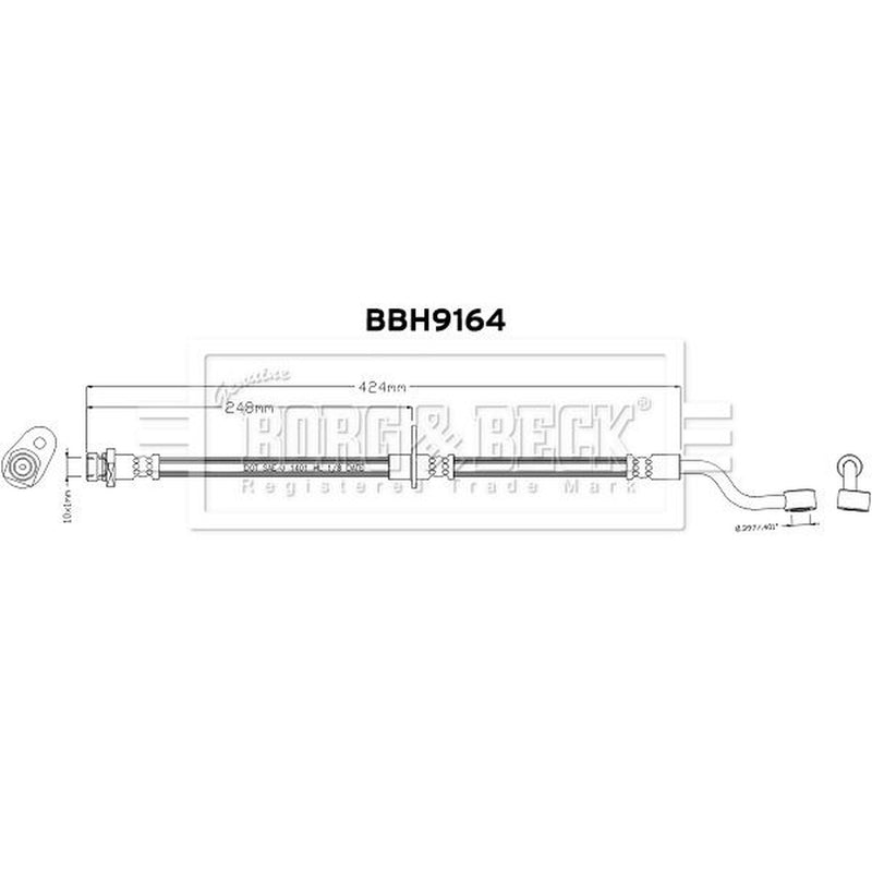 Borg & Beck Brake Hydraulic Hose Line Front Left BBH9164