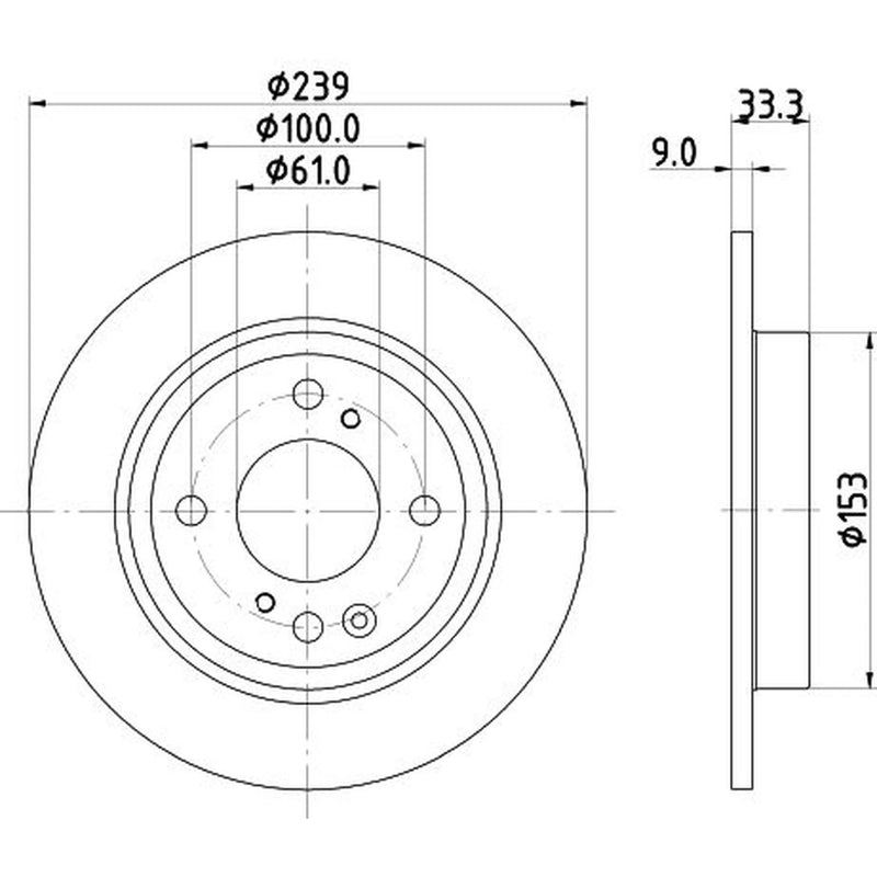 DON 2 x Solid Rear Brake Discs PCD22302