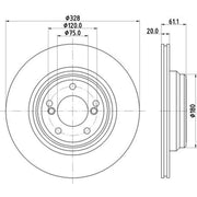 Mintex 2 x Externally Vented Rear Brake Discs MDC2678