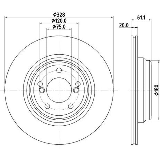 Mintex 2 x Externally Vented Rear Brake Discs MDC2678