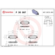Brembo 4 x Rear Brake Pad Set P30067