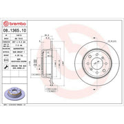 Brembo 2 x Solid Rear Brake Discs 08.1365.10