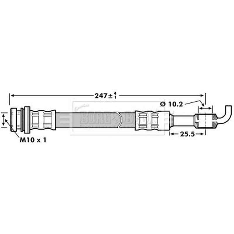 Borg & Beck Brake Hydraulic Hose Line Rear Left BBH7128