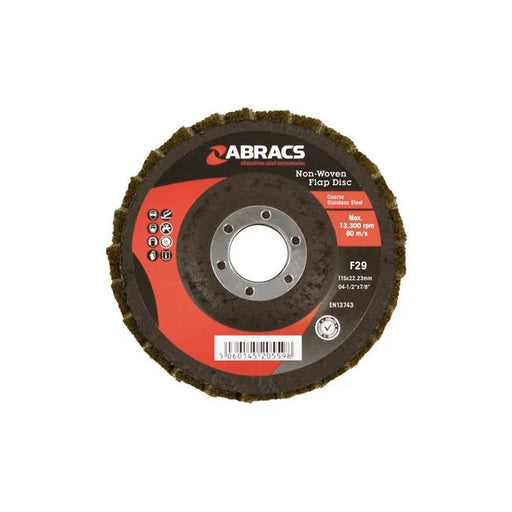Abracs Non-Woven Flap Discs, Coarse 115mm 5pc - CPL