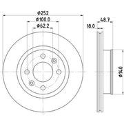 DON 2 x Internally Vented Front Brake Discs PCD14992