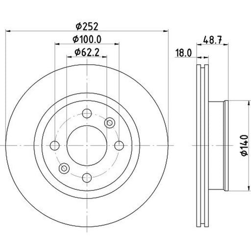 DON 2 x Internally Vented Front Brake Discs PCD14992
