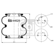 Febi Air Suspension Bellow 215mm Rear Right 44628