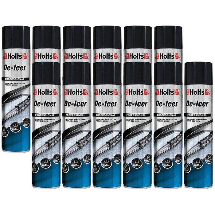 12 x Holts Car De-Icer Melts Windscreen Ice Frost Snow Aerosol Deicer 600ml Holts  - Town Parts