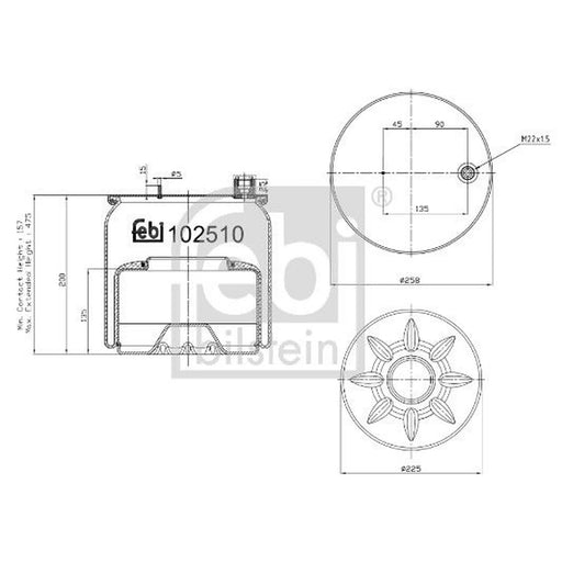 Febi Air Suspension Bellow 226mm Rear Right 102510