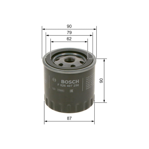 Genuine Bosch Car Oil Filter P7250 Fits Peugeot 205 - 1.4 - 87-93 F026407250 Bosch  - Town Parts