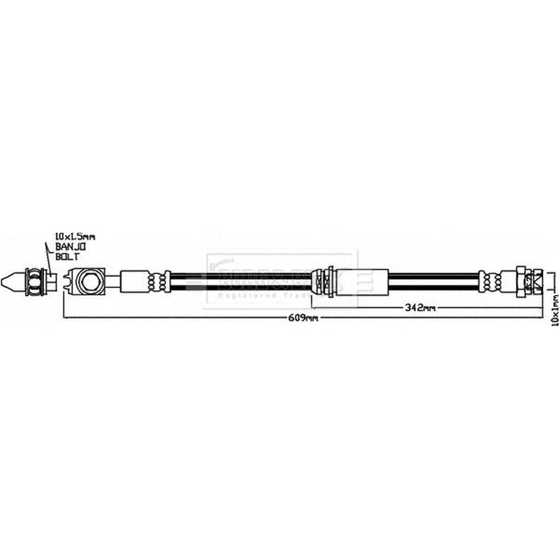 Borg & Beck Brake Hydraulic Hose Line Front Left BBH8166