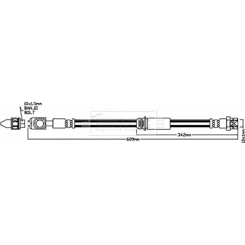 Borg & Beck Brake Hydraulic Hose Line Front Left BBH8166