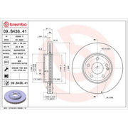 Brembo 2 x Internally Vented Front Brake Discs 09.B436.41