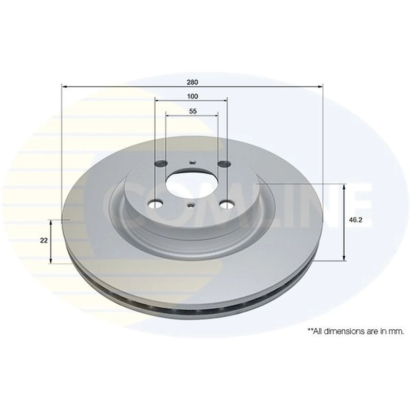 Comline 2 x Front Brake Discs ADC2516V