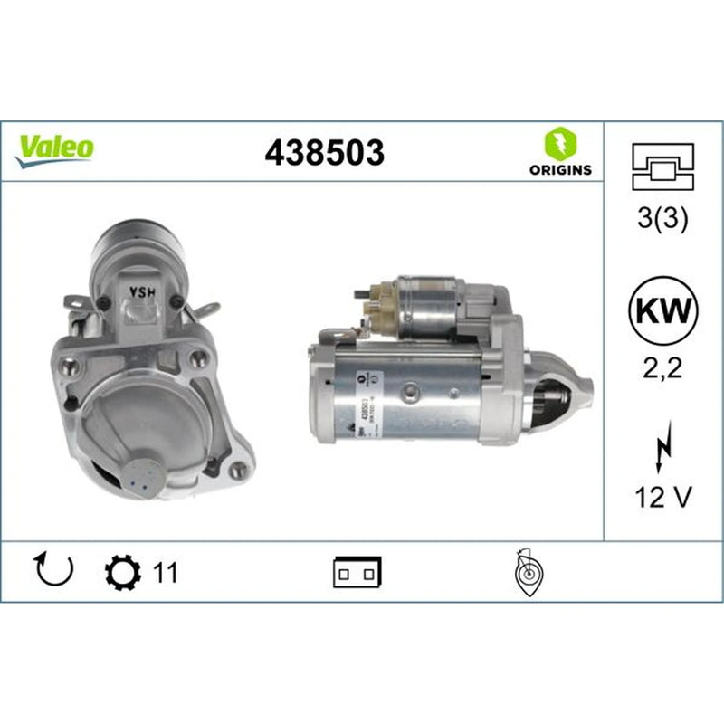 Valeo Starter Motor 12V 2.2kW 11 Teeth 438503