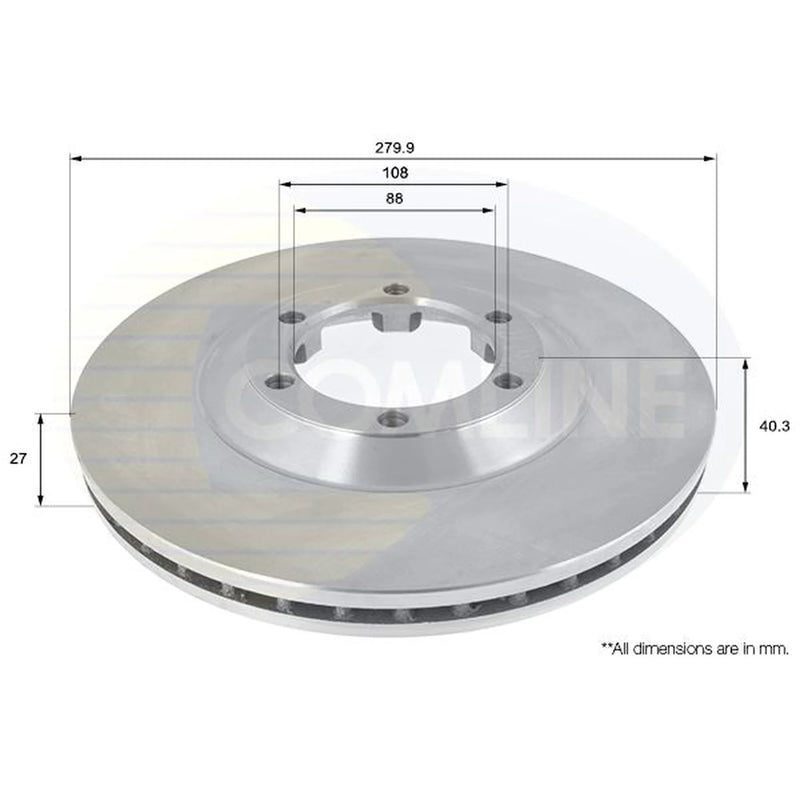 Comline 2 x Internally Vented Front Brake Discs ADC0709V