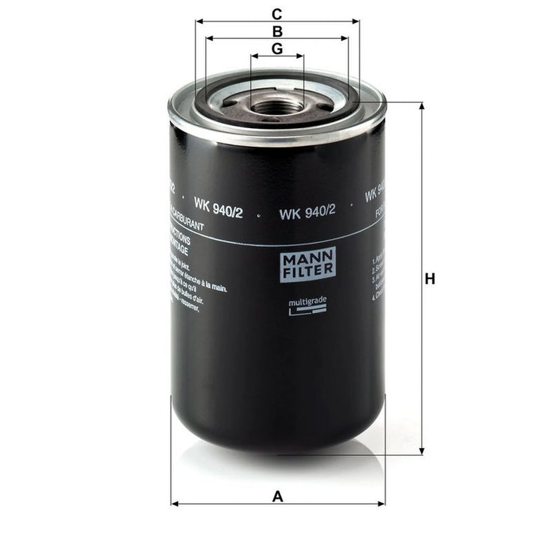 MANN-FILTER Fuel Filter Element WK 940/2 OE 1411894 1763776