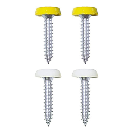 Wot-Nots Number Plate Plastic Top Screws - White & Yellow - Pack Of 4 Pearl Automotive  - Town Parts