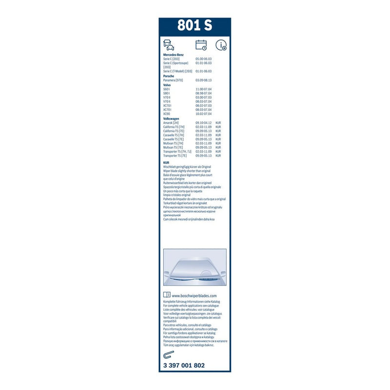Bosch Twin Spoiler Wiper Blade Set 600mm + 530mm — 801S OE 7H0998003 7H1955425F