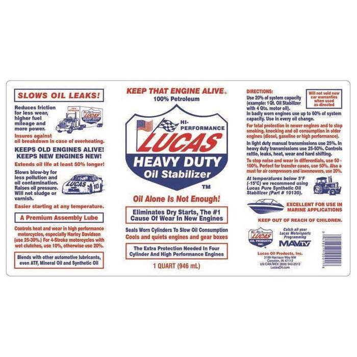 Lucas Heavy Duty Engine Gearbox Oil Stabilizer Treatment Additive Extends Life Town Parts  - Town Parts