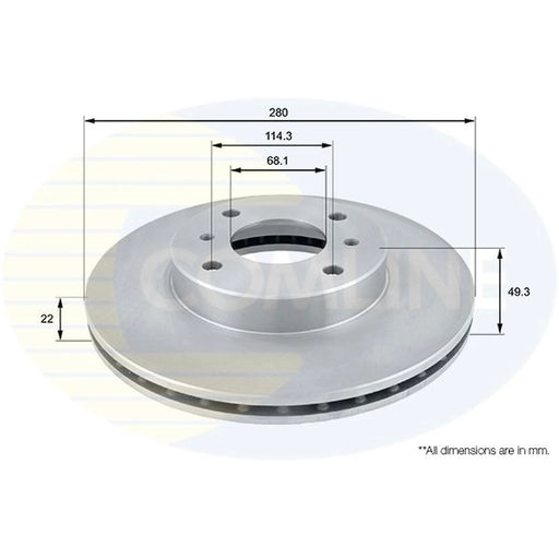 Comline 2 x Internally Vented Front Brake Discs ADC0252V