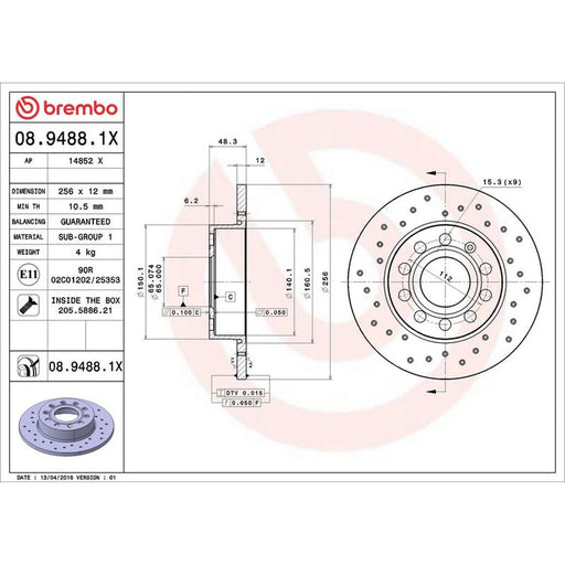 Brembo Xtra 2 x Rear Brake Discs 08.9488.1X